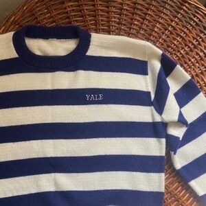 Vintage Yale University Navy and White Striped Men's Sweater a